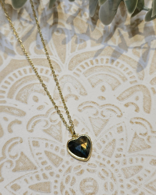 Collier Labradorite coeur gold
