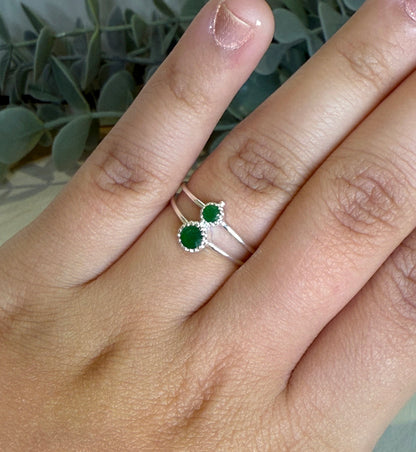 Bague double Onyx vert