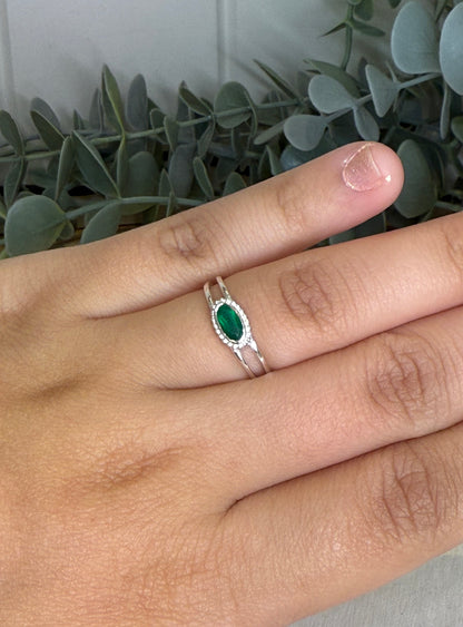 Bague Onyx verte ovale