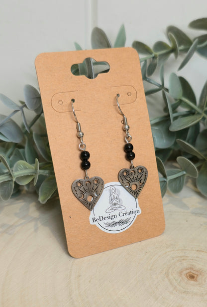 Boucles d’oreilles Coeur Céleste Onyx