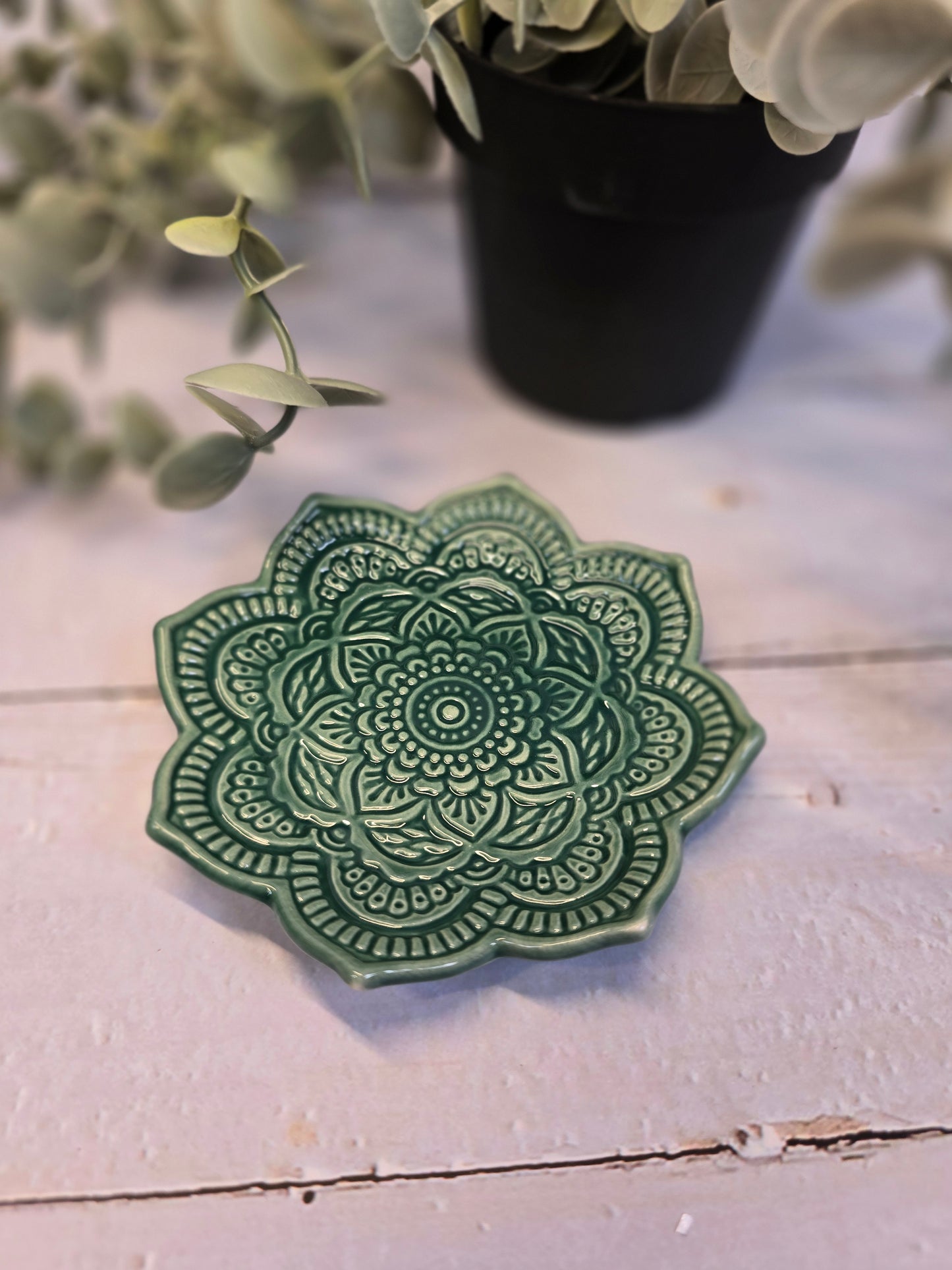 Assiette mandala verte