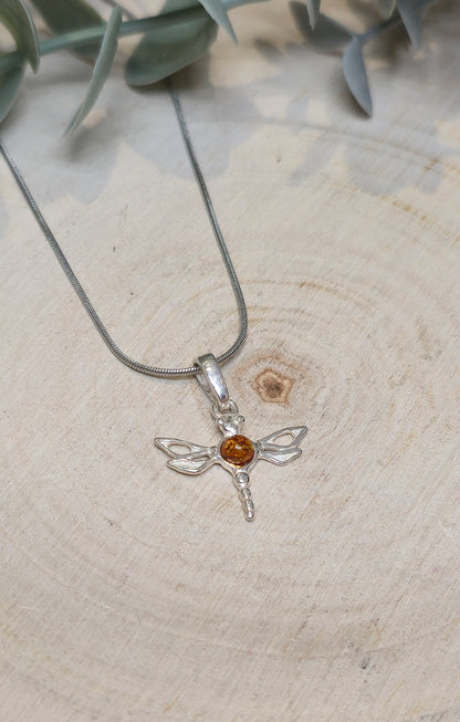 Collier Libellule Ambre baltique