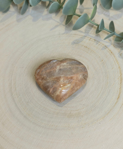 Coeur en Pierre de lune pêche