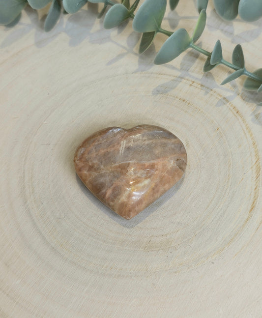 Coeur en Pierre de lune pêche