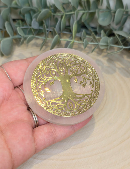 Sélénite Arbre de vie gold