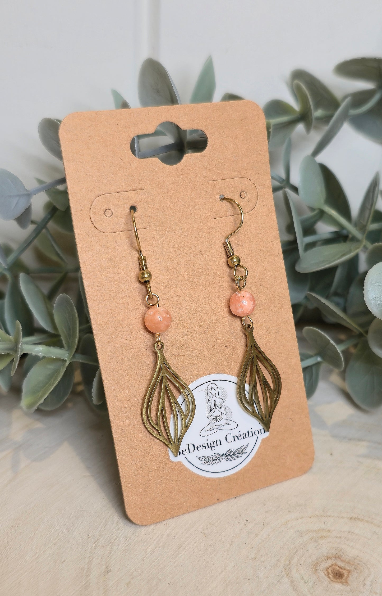 Boucles d’oreilles Géométrie gold Calcite pêche