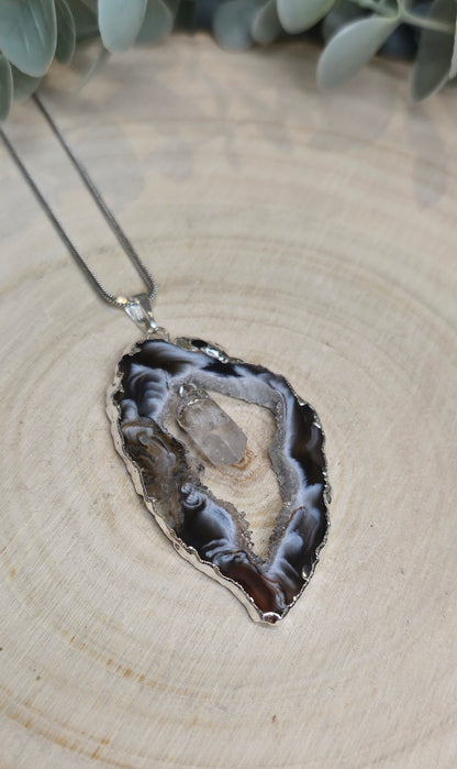 Collier Agate et Quartz clair