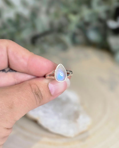 Bague Pierre de lune Arc-en-ciel