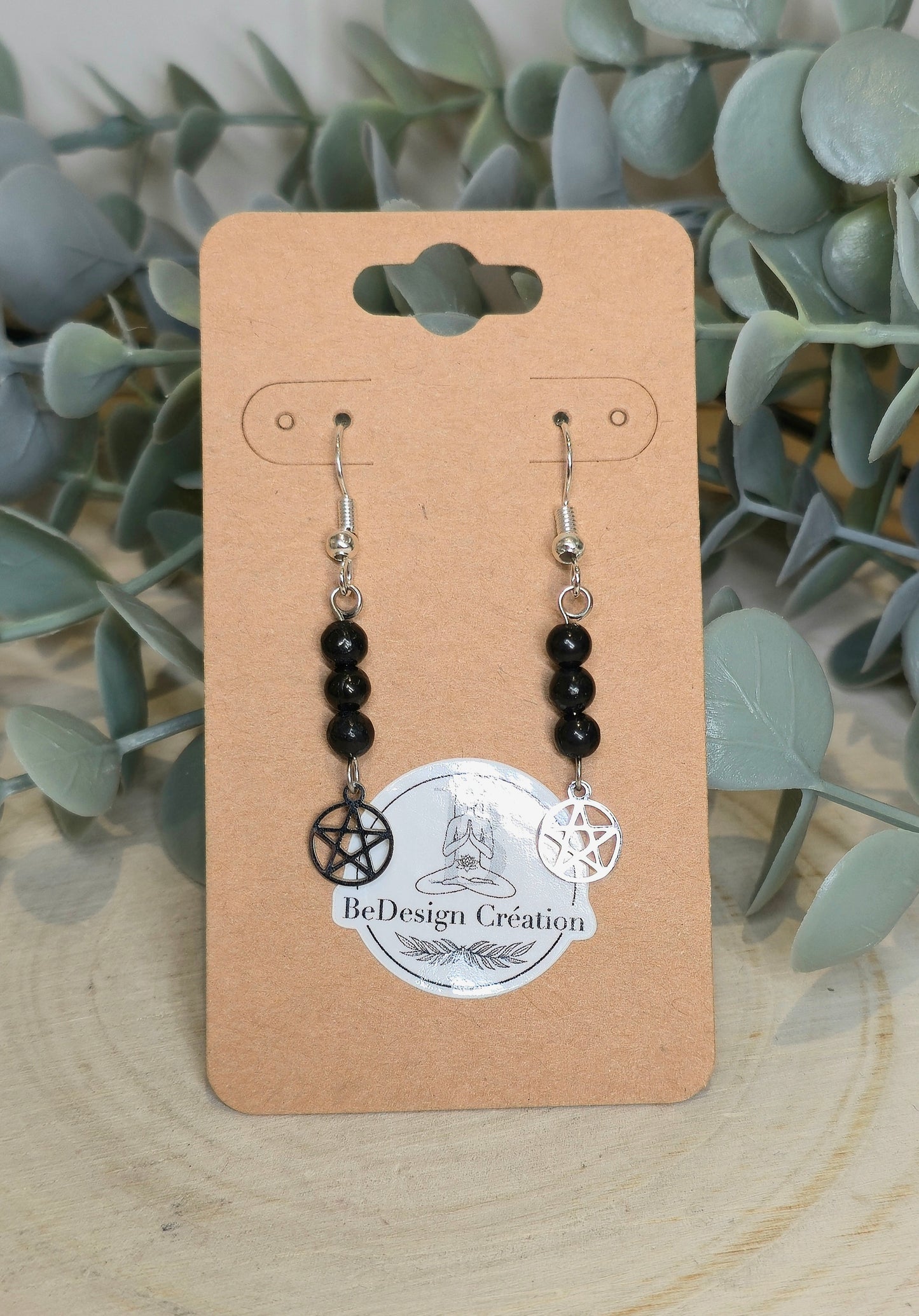 Boucles d’oreilles Pentacle avec Shungite