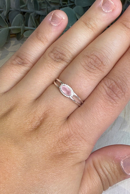 Bague Quartz rose ovale