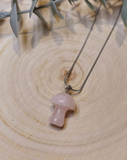 Collier Champignon Quartz rose