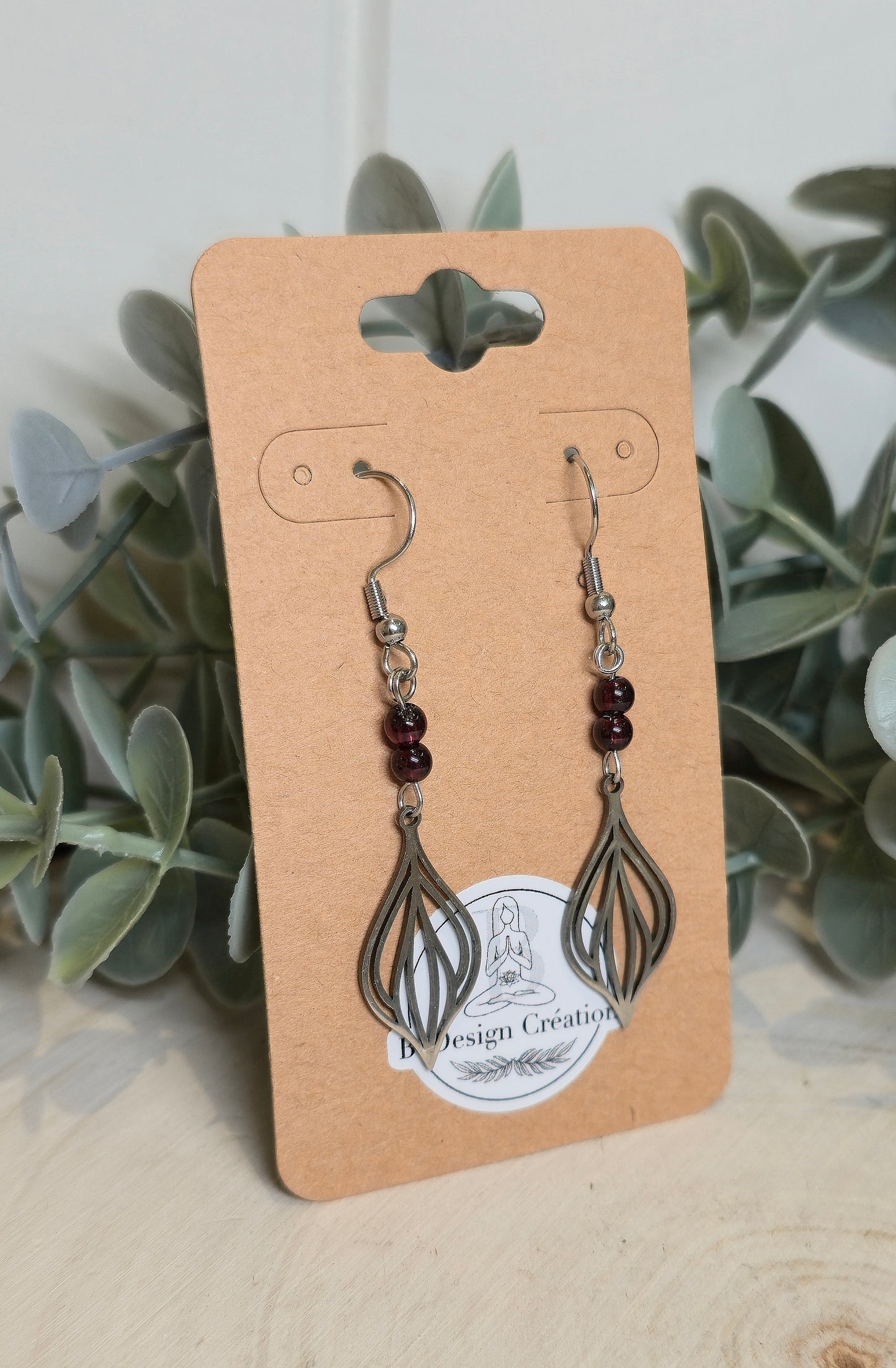 Boucles d’oreilles Géométrie Grenat