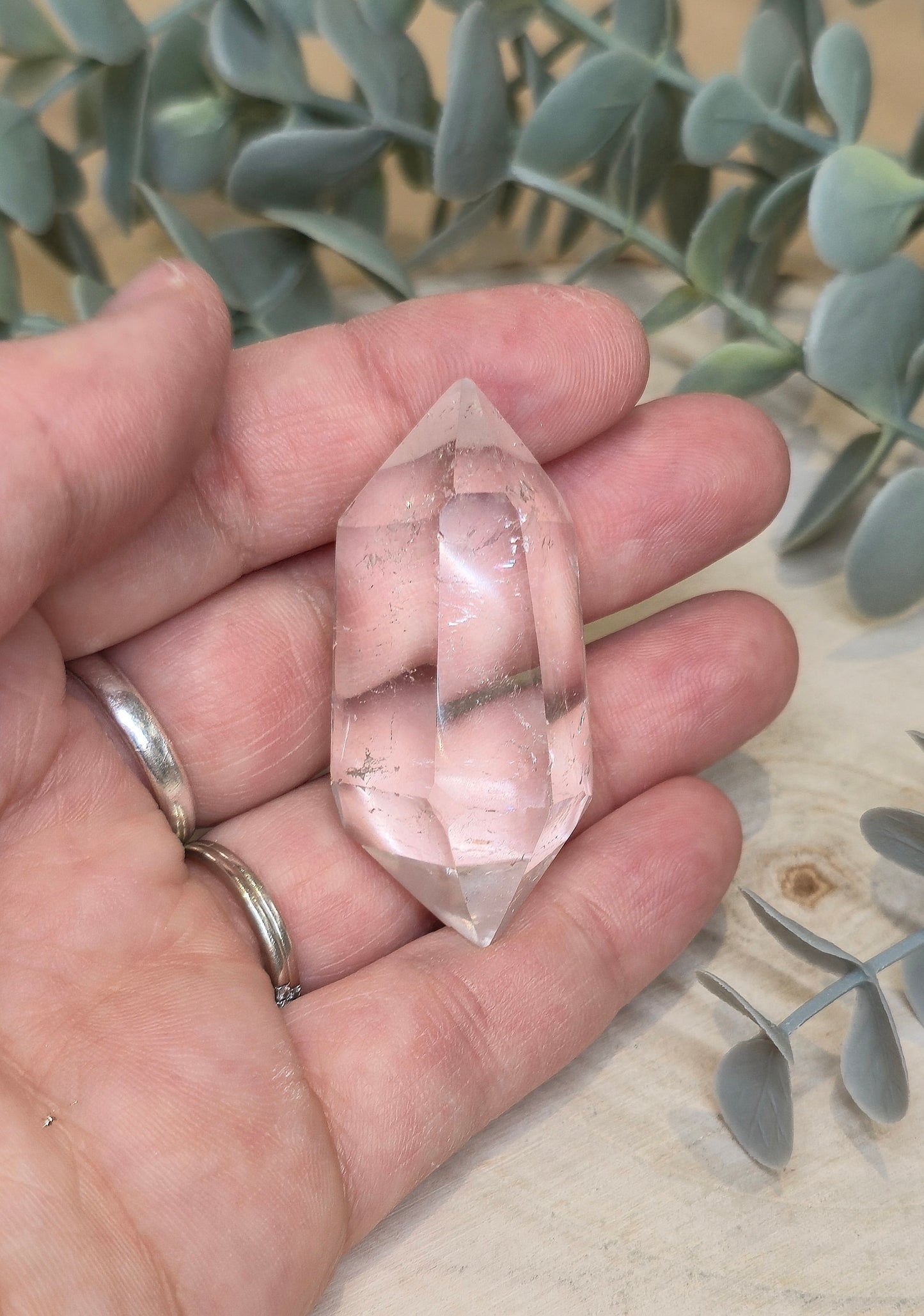 Pointe double en Quartz clair de Madagascar