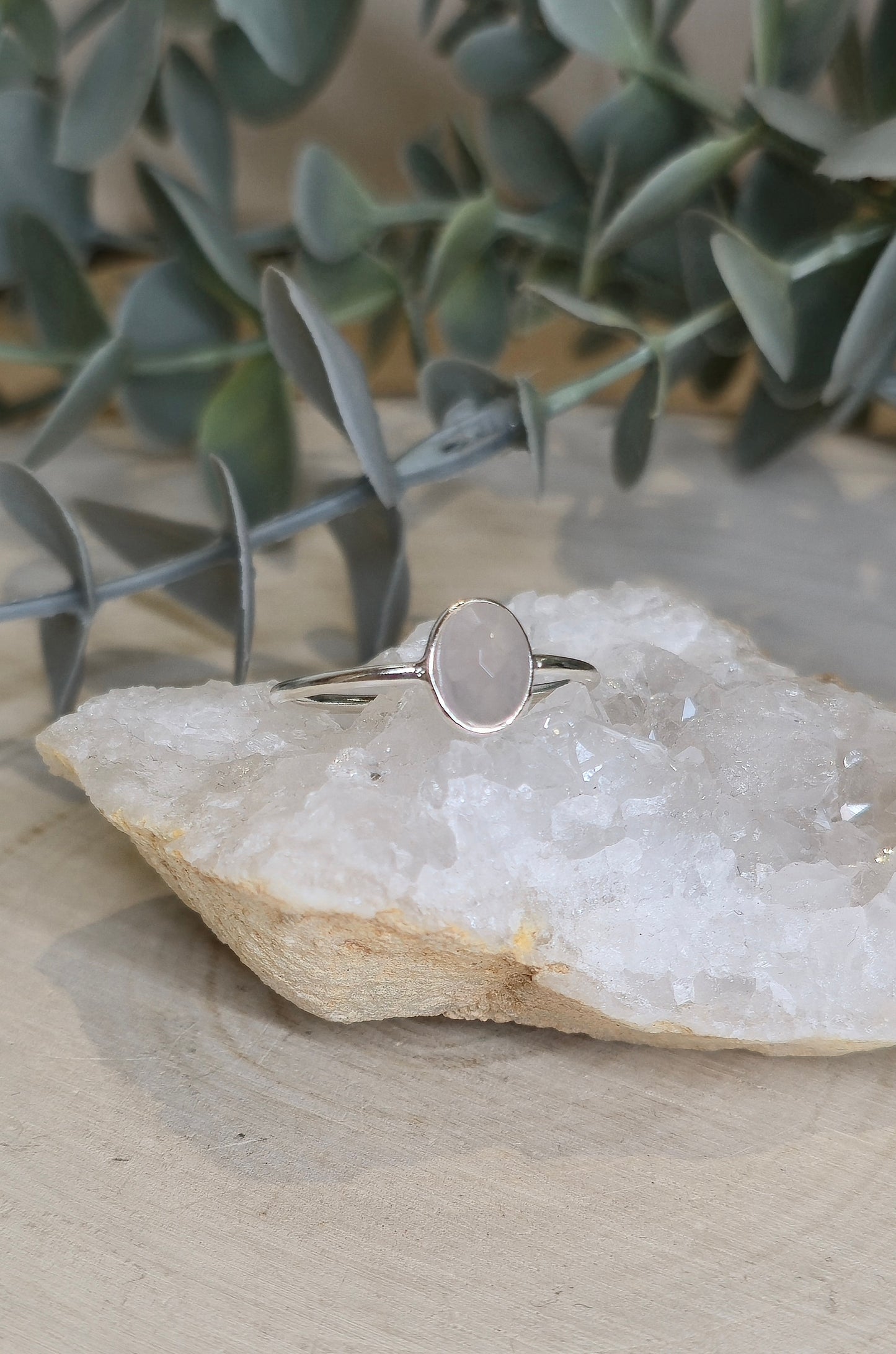 Bague ovale Quartz rose