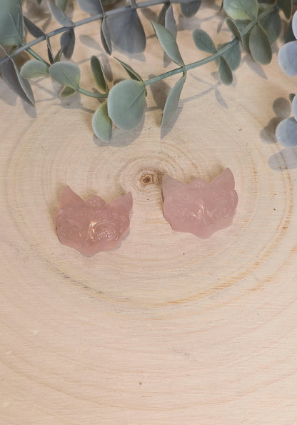 Masque de Renard en Quartz rose