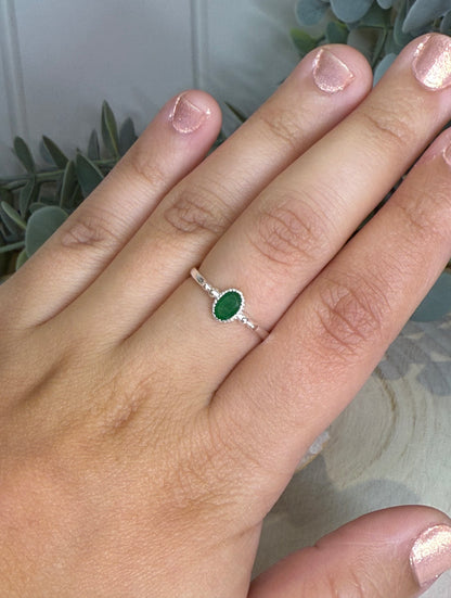 Bague Onyx verte ovale