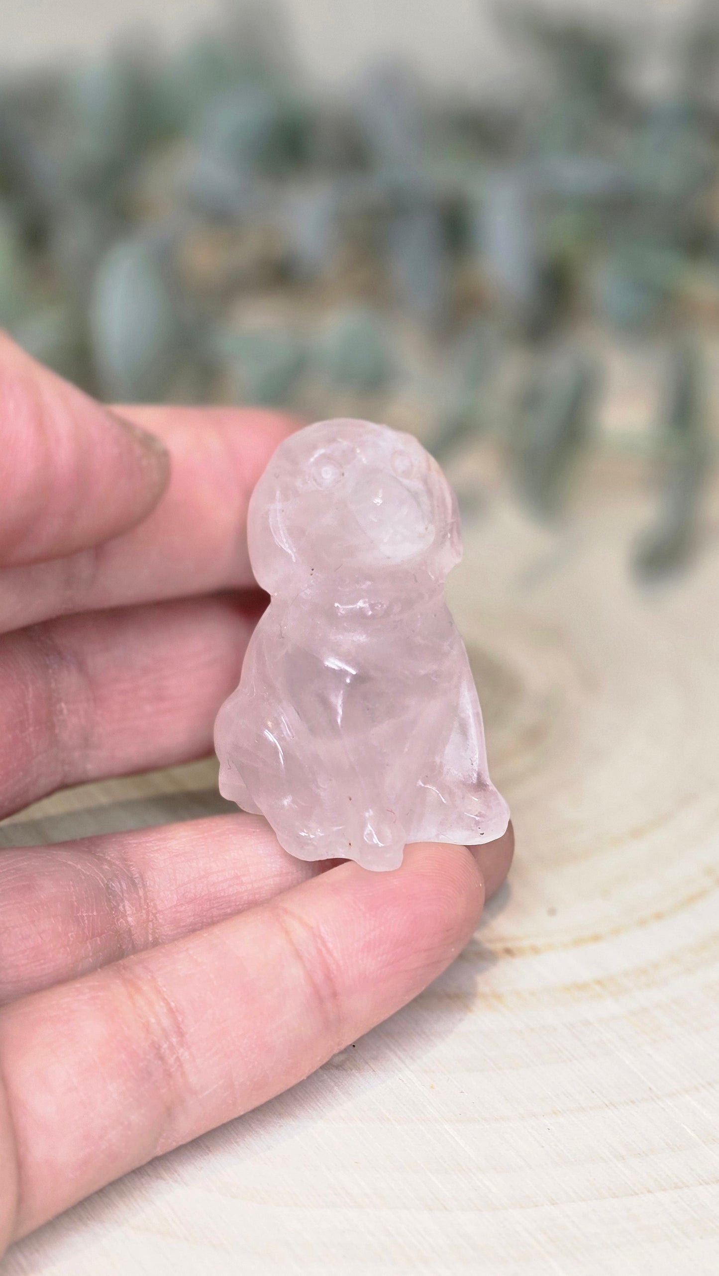 Chien en Quartz rose