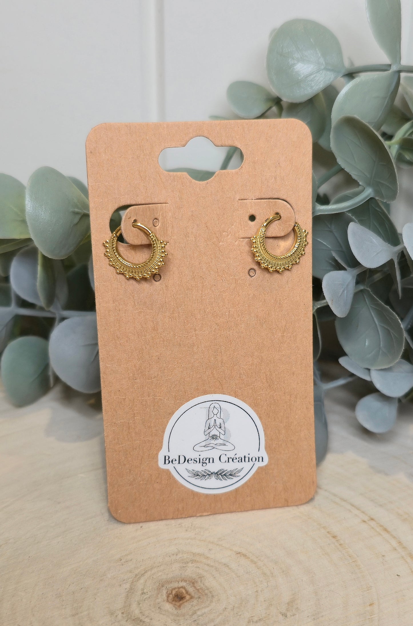 Boucles d’oreilles anneau Demi-Mandala vintage gold 8mm