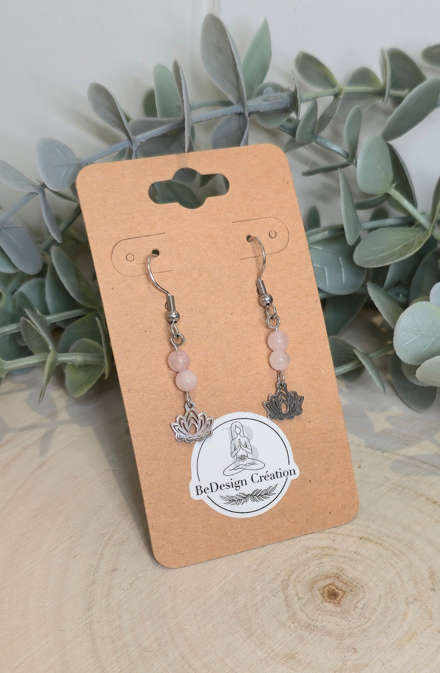 Boucles d’oreilles Lotus Quartz rose