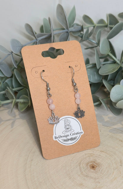 Boucles d’oreilles Lotus Quartz rose
