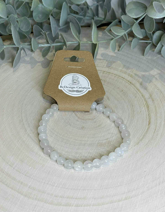 Bracelet Pierre de lune blanche 6mm