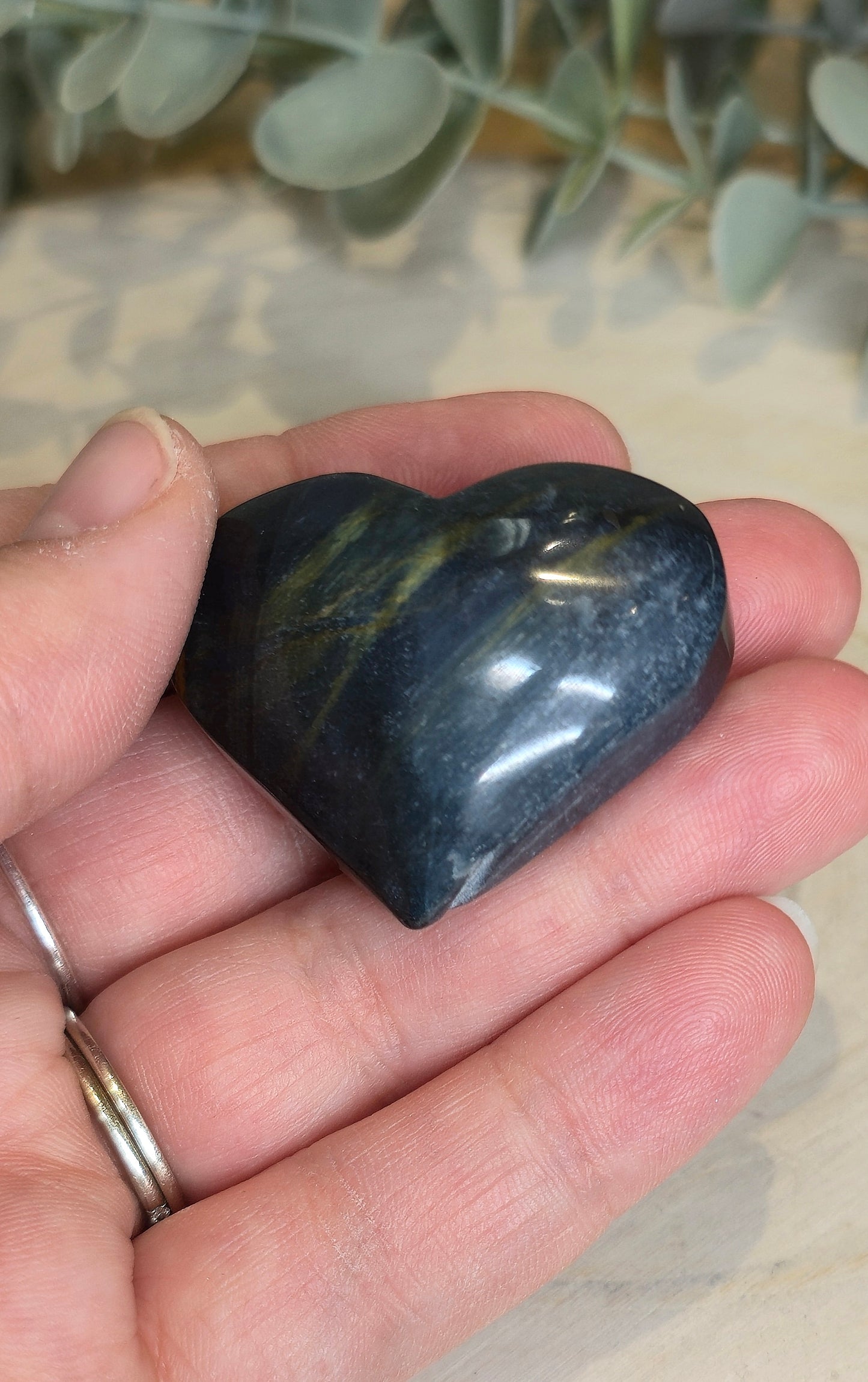 Coeur en Oeil de tigre bleu