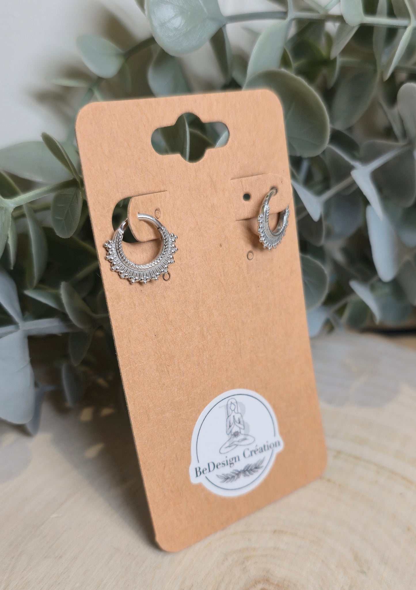 Boucles d’oreilles anneau Demi-Mandala vintage 8mm