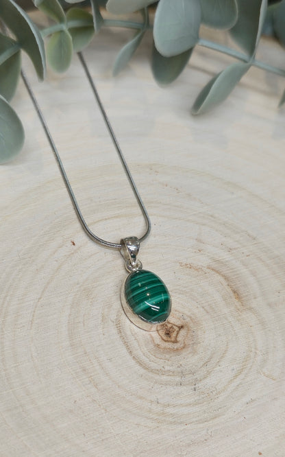 Collier Malachite ovale