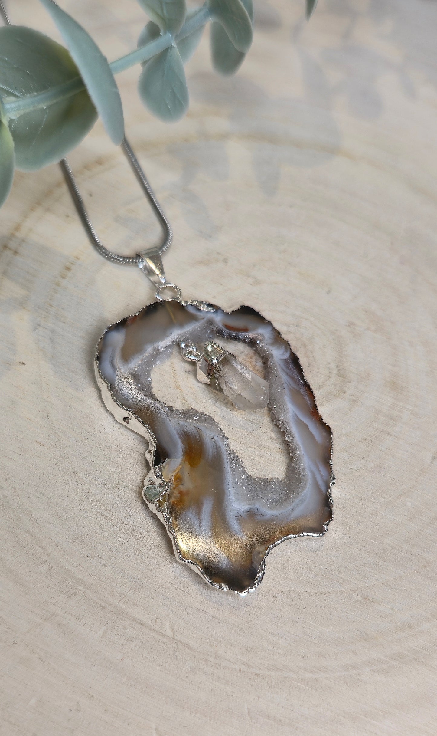 Collier Agate et Quartz clair