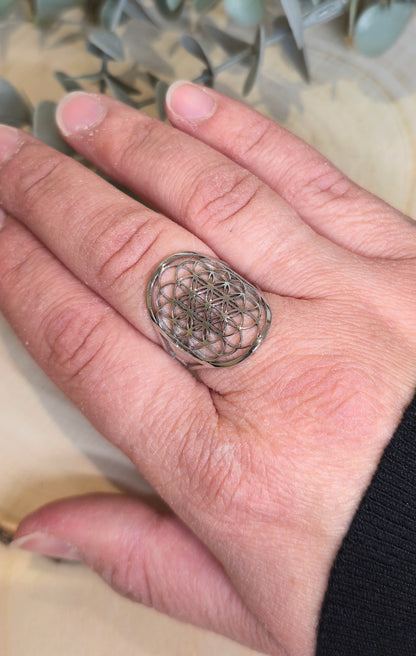 Bague Fleur de vie ajustable