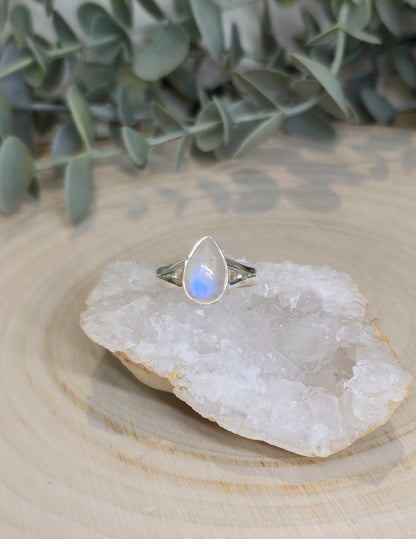 Bague Pierre de lune Arc-en-ciel