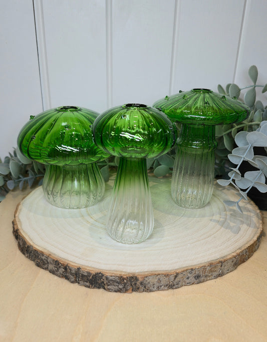 Vase champignon vert/transparent