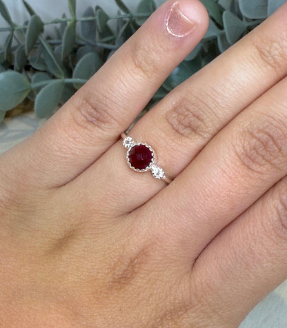 Bague Grenat et Topaze blanche