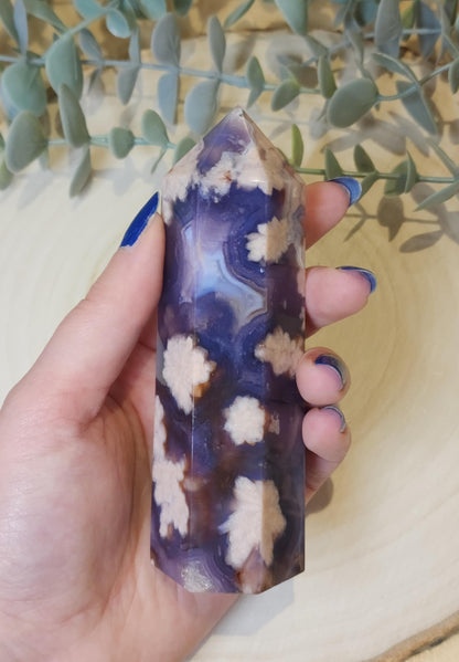 Pointe en Agate fleur bleue