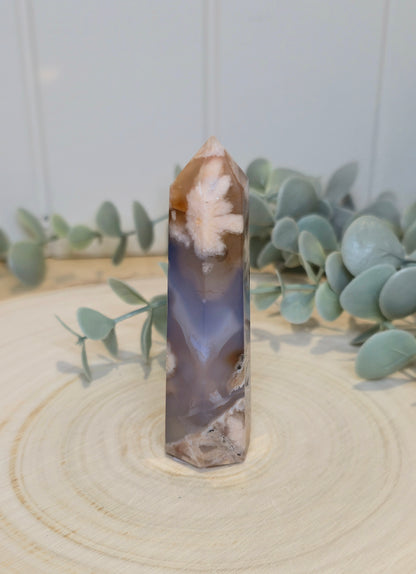 Pointe en Agate fleur bleue