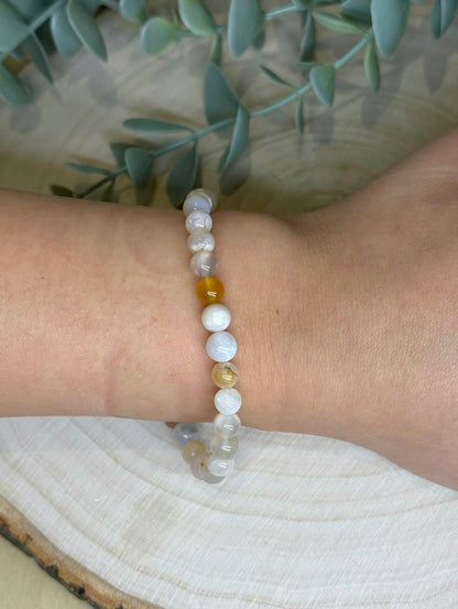 Bracelet Agate fleur 6mm