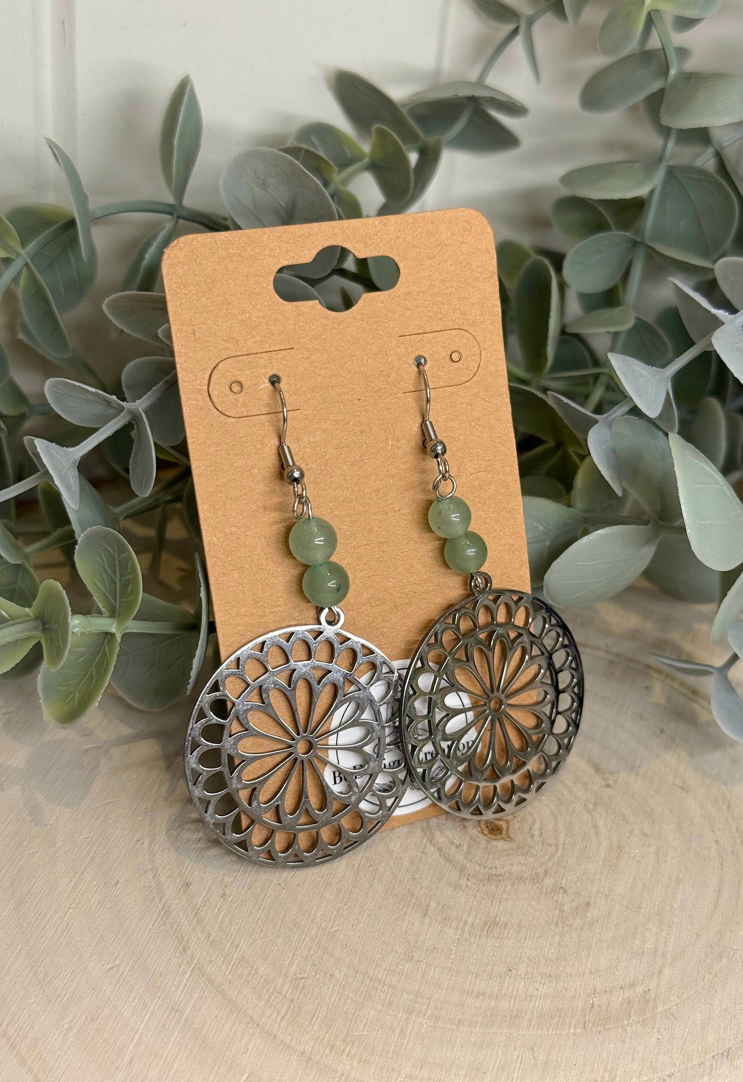 Boucles d’oreilles Mandala Aventurine verte