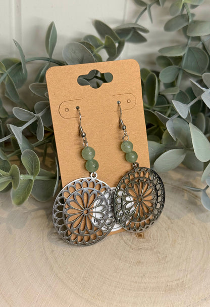 Boucles d’oreilles Mandala Aventurine verte