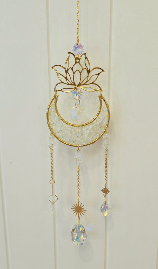 Capteur de lumière Lotus/ Lune et Opalite (manmade)