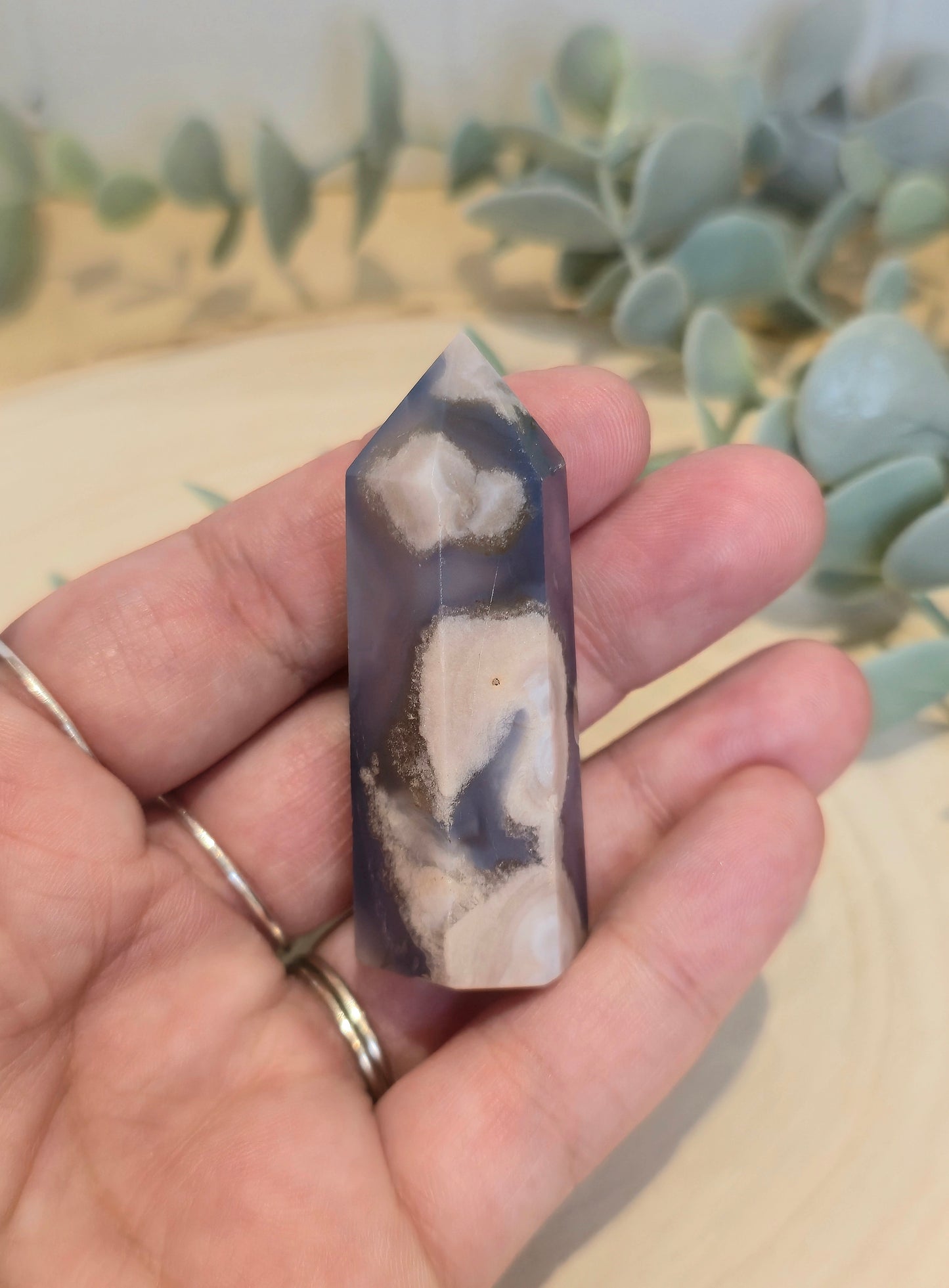 Pointe en Agate fleur bleue