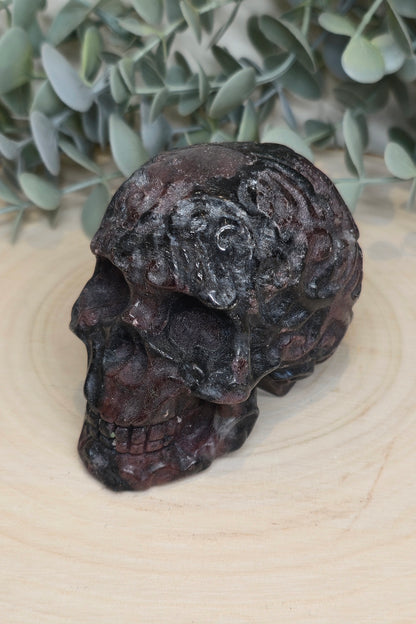 Crâne Grenat dans Astrophyllite