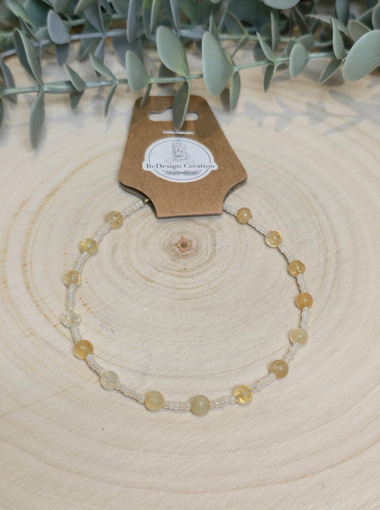 Bracelet cheville avec pierres - Citrine