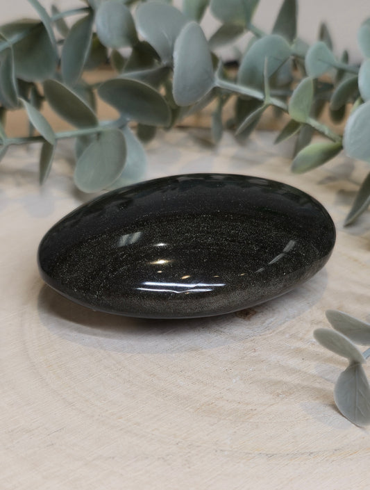 Pierre de paume Obsidienne argentée du Mexique
