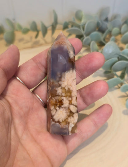 Pointe en Agate fleur bleue