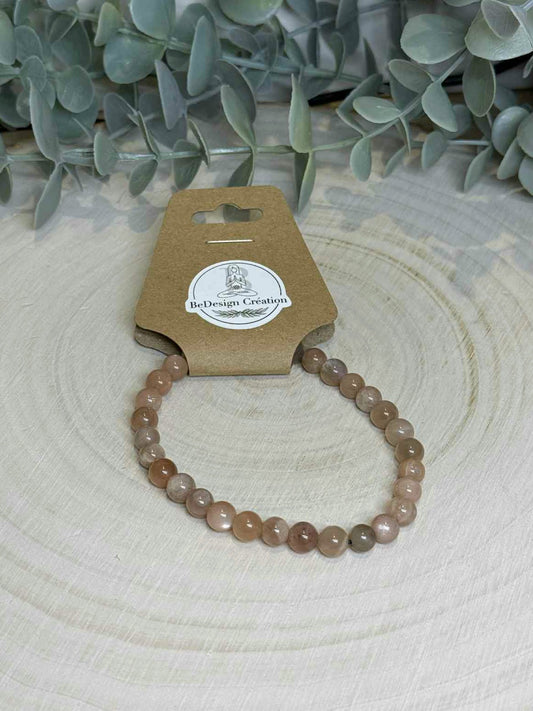 Bracelet Pierre de lune pêche 6mm