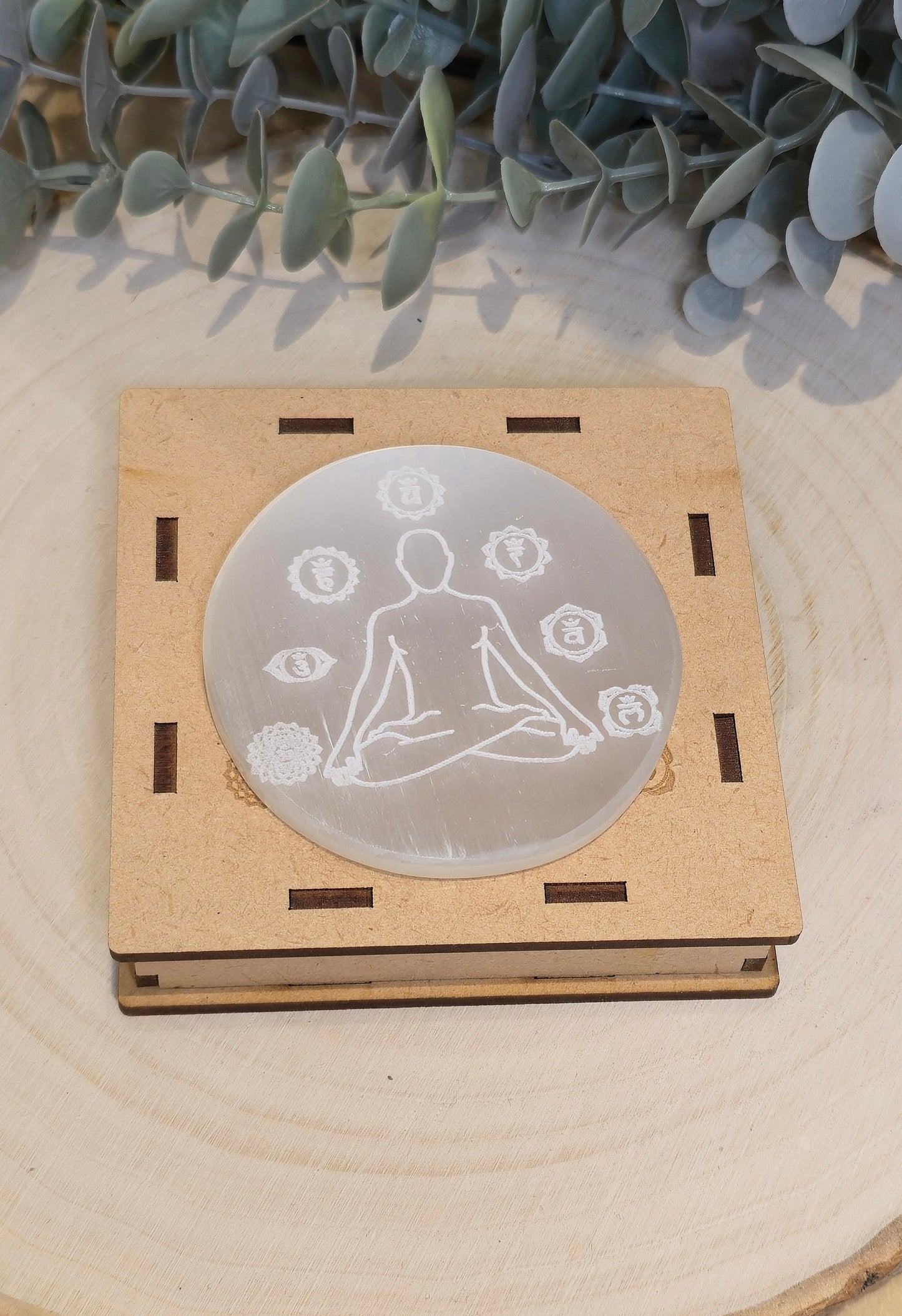 Sélénite Méditation Chakras gravé