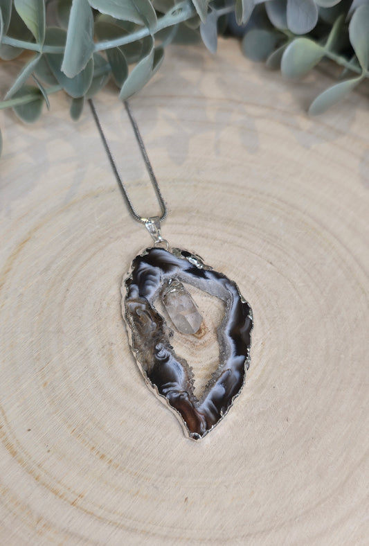 Collier Agate et Quartz clair