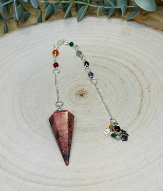 Pendule en Rhodonite Chakras