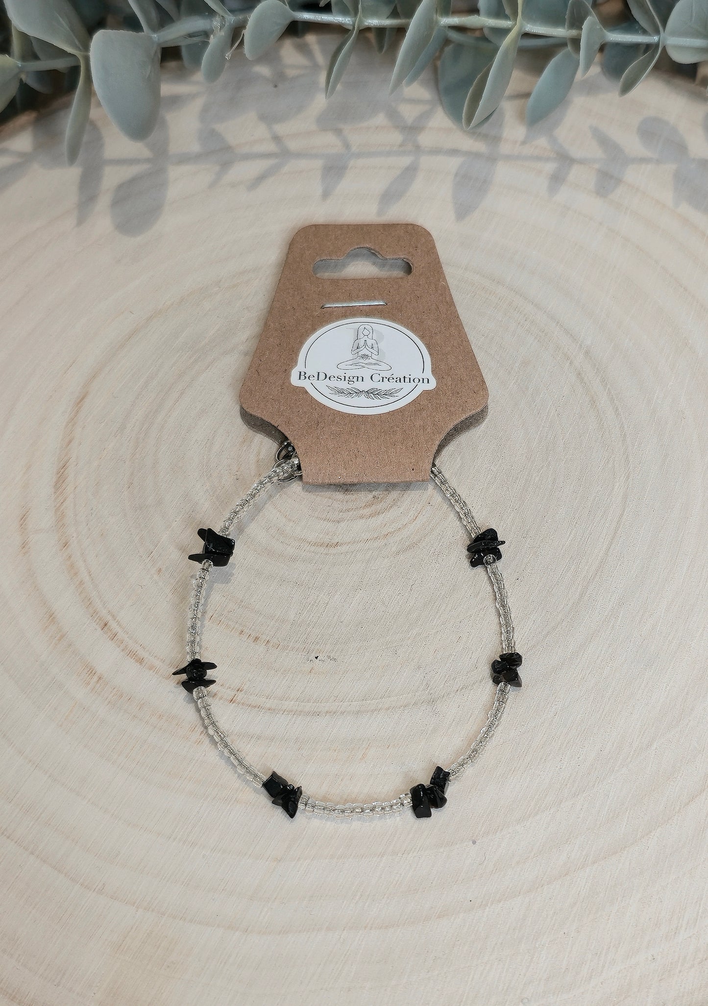 Bracelet avec pierres - Obsidienne chips