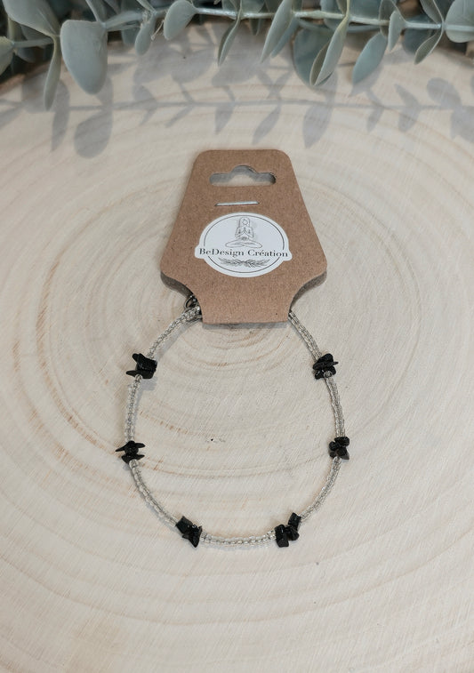 Bracelet avec pierres - Obsidienne chips